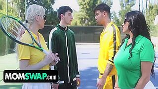 Tennis Game With Slut Stepmoms Leads To Foursome Fuckfest Orgy - Kenzie Taylor & Mona Azar 17 Min