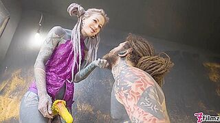 Alt Dominatrix Pegging Tattooed Worker