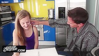 Attractive Bratty Stepsister Begs Big Stepbro On Her Knees Slurping On His Meat