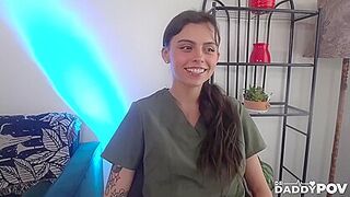 Naughy Nurse Angel Gives Free Cock Inspection