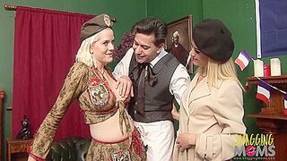 French Guy Talked Two Blonde Girls Into Fucking With Him