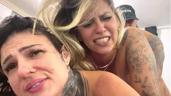 And when we do it like that, we have really hot threesome sex! With our pussies throbbing like crazy, almost cumming! The three of them cumming together so hot that it's almost too soft!