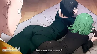 Saitama having a good time at the sleepover with the hotties from the anime.