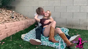 Cute Petite Teen Gets Creampied During Picnic Date - Sage Fox