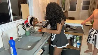 BLACK MAID FUCKS HARD WITH THE BOSS'S YOUNG SON.