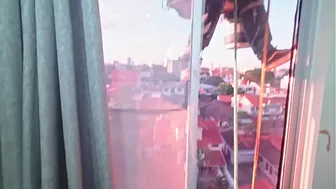 Penetrating my stepdaughter's ass when suddenly a window cleaner appears and catches us having sex. She got very nervous but got too excited and we continued fucking. Casual voyeur moment. Stepdad opens the curtains so the cleaner can see how they fu