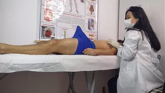 The dick got up in front of the nurse