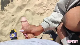Pregnant woman is abandoned by her husband and masturbates a stranger on the beach without him knowing until she gets all the milk out like a nymphomaniac and even lets him touch her big breasts