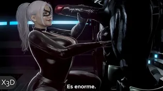 Black Cat Milking Venom's Enormous Balls [Sub-Spanish]  X3D
