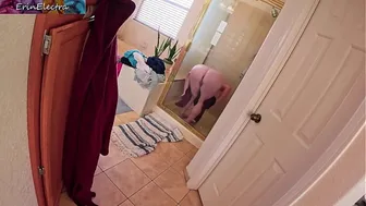 Watching stepmom in the shower stepson gets lucky