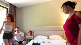 One Shared Bed for Three?! on the Very First Day of Their Vacation Together, the Fiance Fucked His Bride and Her Stepmom!