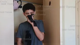 I caught my cheeky half-brother sniffing my panties in the closet and punished him by giving him my pussy.