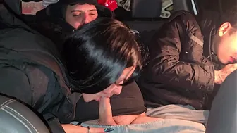 A double blowjob in my friend's car DIRTY MORBID GIRLS