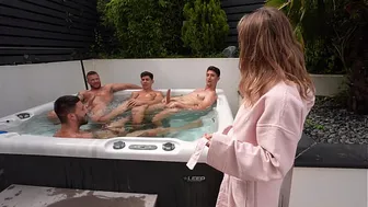 Triple penetration, squirting, and bukkake in a gangbang for Ivy Maddox