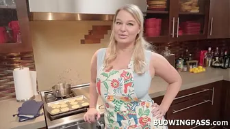 Stepmom secretly giving stepson blowjob