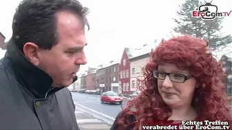 A chubby German woman was approached on the street and persuaded to have sex.