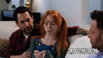Pervy Stepdad Shares His Redhead Stepdaughter With A Social Worker