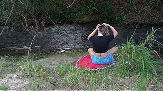 Encounter with a stranger at a waterfall ends in public sex.