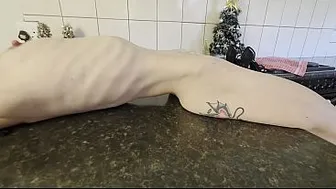 Very SKINNY petite elf smoking and showing off her skinny MILF body.