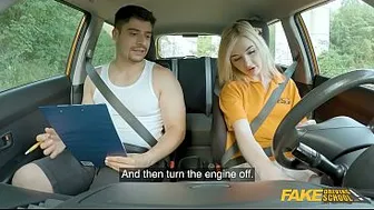 Cute petite British blonde loves hard sex outside - Fake Driving School