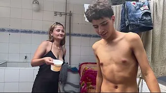 My stepmother helps me bathe, and my jealous stepsister gets in and makes me run in it.