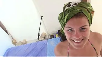 Authentic couple on vacation has sex on the beach without anyone noticing