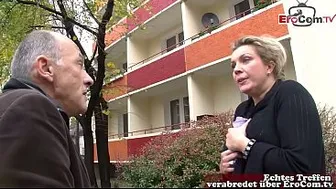 German housewife, a large woman, was approached and fucked by her grandfather on the street.