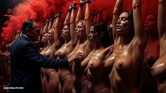 [AI-generated] Sex Rave (watch with sound)  Obedient Slave Girls Store - Chained Women Body Inspection, Groping & Selection