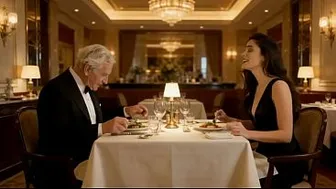 AN INDECENT PROPOSAL. OLD MAN WITH YOUNG WOMAN. AI GENERATED