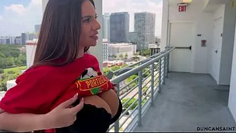Big tit MILF invited me in for the soccer game