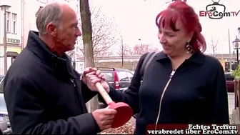 Old German housewife persuaded to have sex by someone off the street