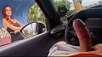 Risky masturbation in public with a hot girl at the bus stop!