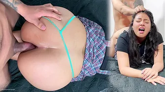 FIRST TIME ANAL! - Very painful anal surprise with a cute 18-year-old Latin student.