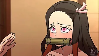 Nezuko upon coming out of her sleep could not help but lick a nice dessert