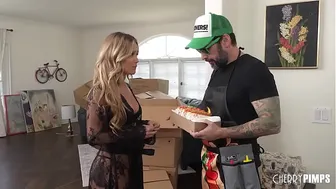 Delivery Man Gets Fucked by Blonde Milf Babe Athena Anderson