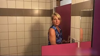 Risky Camping Bathroom Blowjob and Swallow - My Wife Luna