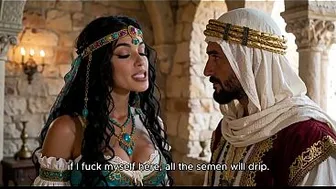 The queen fucked the sultan in the palace: he fucked me good and his semen dripped all over my tits [AI Generated]