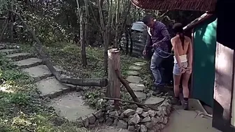 Lumberjacks have they captured girls. The first (censore). Part 2. She suffers blindfolded, while he paddling her perfect ass, and fucks her in handcuffs.