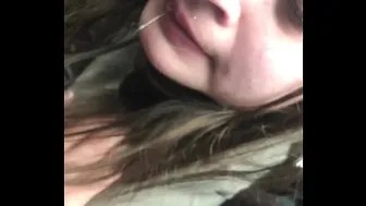Lesbian bestfriend gets facefucked on car ride