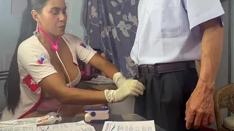 doctor threesome, she takes out the semen from her patient's stepbrother and masturbates her cute hot and slutty busty and big ass patient