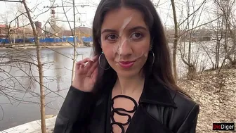 Cum on a girl's face so she could walk through the park covered in sperm and shock people - Cumwalk