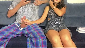 My Stepbrother Watching Porn in Front of Me! But I Got Horny and We Masturbate Each Other! Orgasm - Cumshot