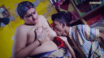Desi Indian step Grandmother takes the rush of her son's dick in her mouth and teaches him to fuck