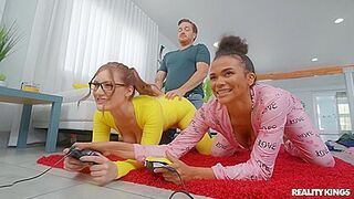 Nerdy Babes Alina Ali And Aria Kai Getting Fucked On The Floor