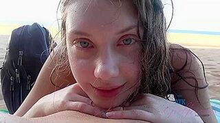 Elena Pees On The Beach And Sucks Your Cock Too With Elena Koshka