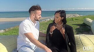 Stranded, Thankful & Horny: Dark Babe Swallows Big Cock With Noe Milk